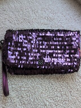 Coach Purple Sequin Wristlet Clutch - Women